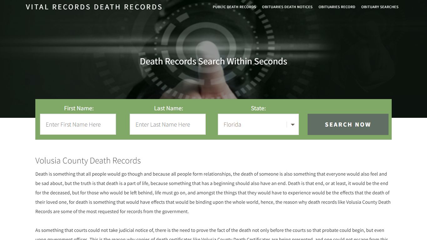 Volusia County Death Records