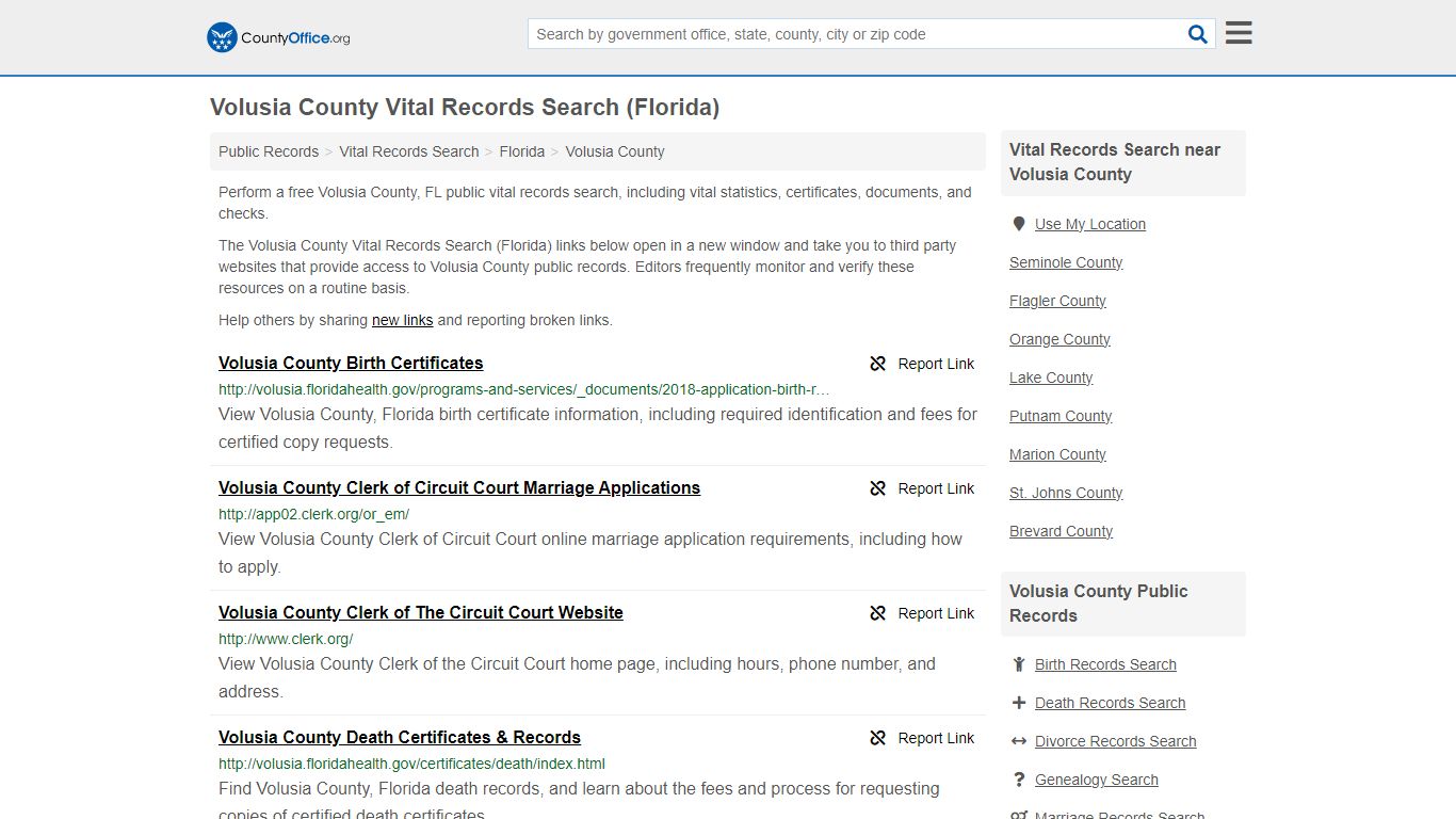 Vital Records Search - Volusia County, FL (Birth, Death, Marriage ...